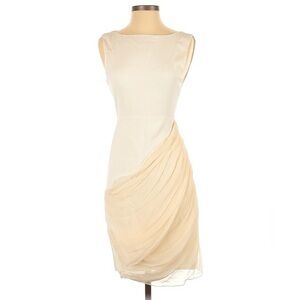 Alice + Olivia Ivory Draped Silk Chiffon Cocktail Dress
